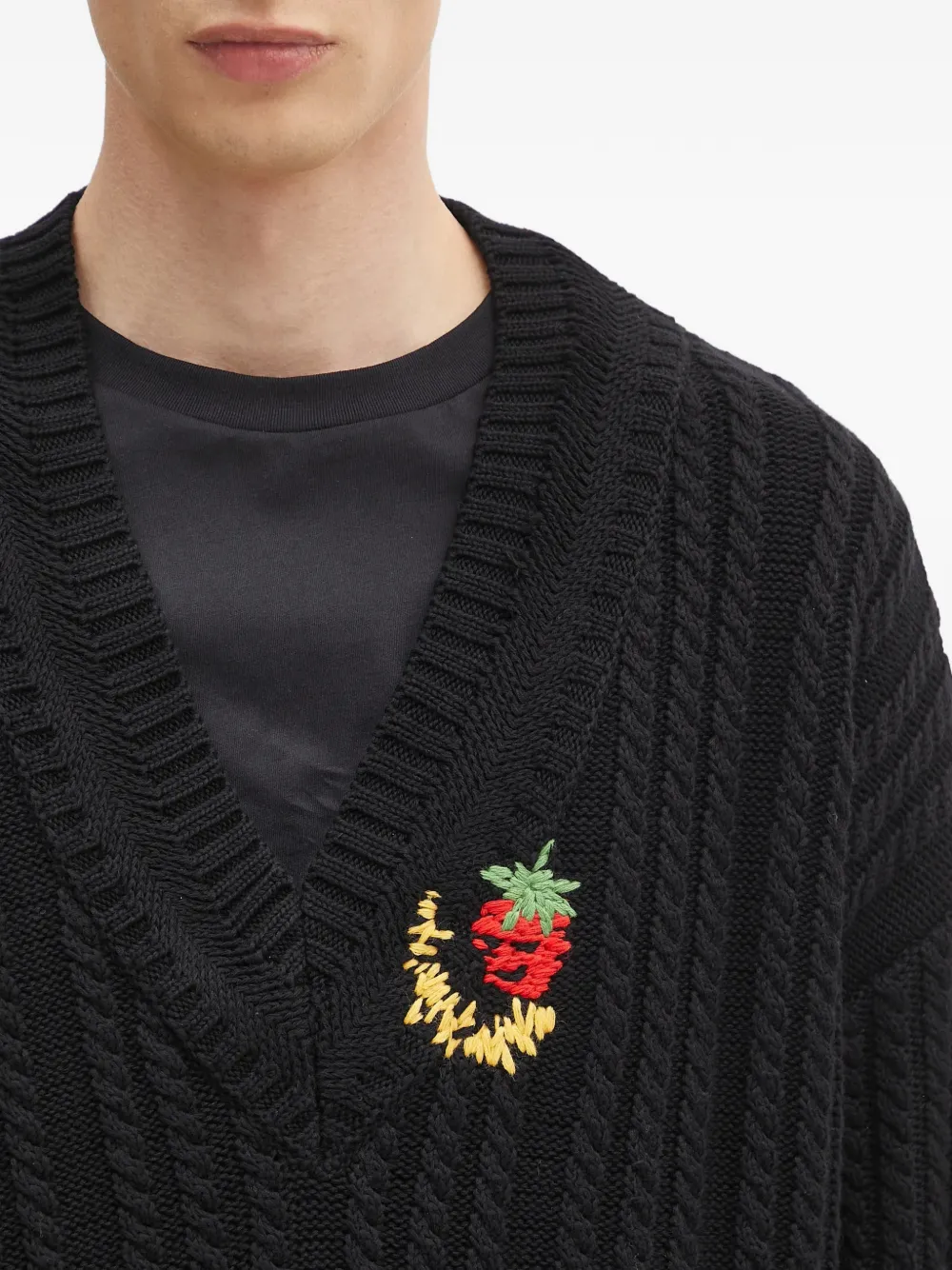 Sky High Farm Trui met borduurwerk en V-hals Zwart