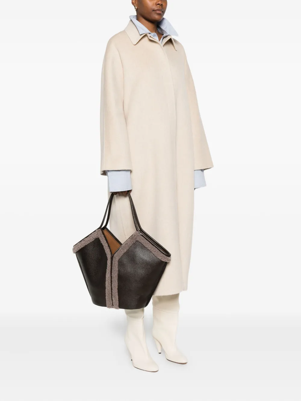 Hereu Calella Curly leather shearling-trimmed tote bag | Image 2