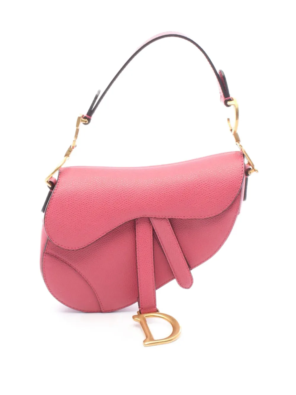 Christian Dior Pre-Owned 2019 Mini Grained Calfskin Saddle Bag satchel | Pink | Image 1