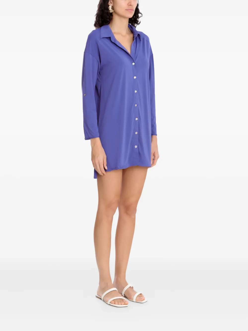 Lygia & Nanny Meline mini-blousejurk met knoopmanchetten Paars