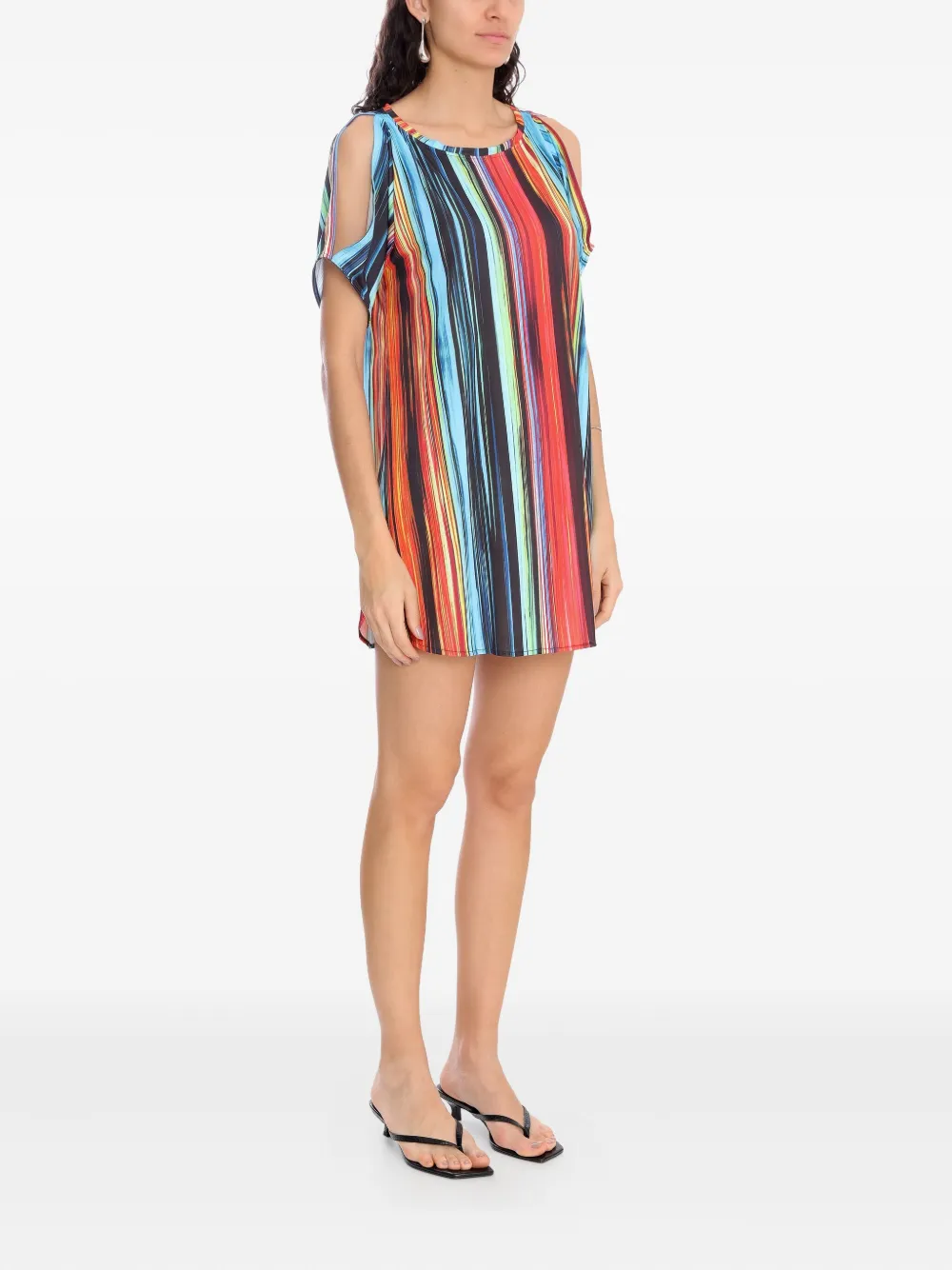 Lygia & Nanny Allat Striped Cut-shoulder Dress In Multi