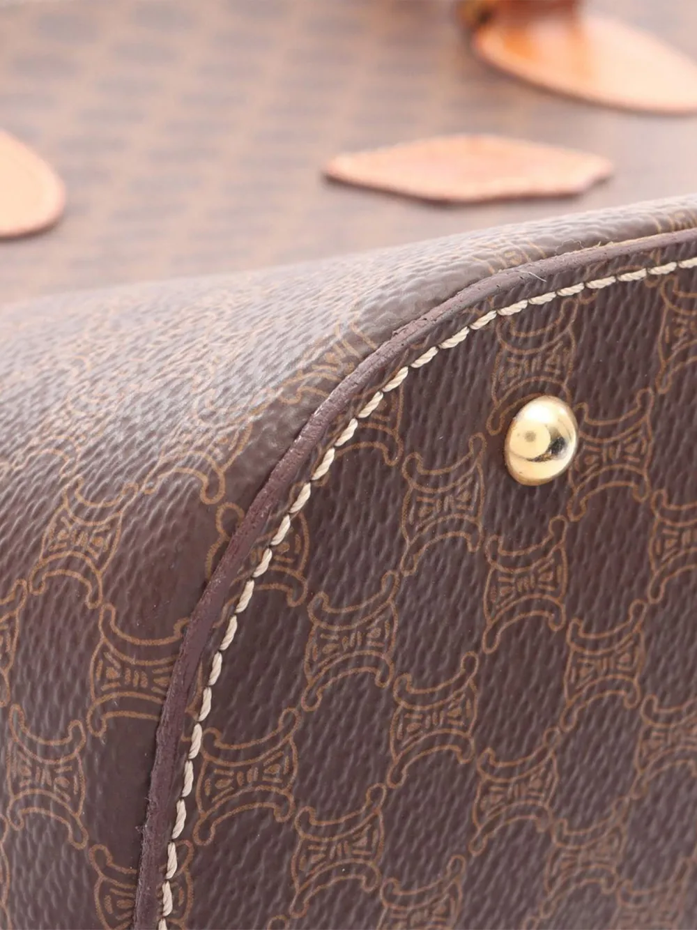 Pre-owned Celine 2010-2025 Macadam Coated Canvas Dome Satchel In Brown