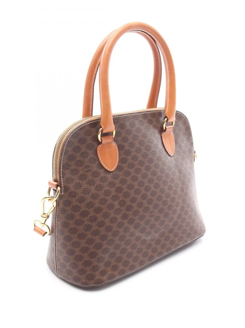 Pre-owned Celine 2010-2025 Macadam Coated Canvas Dome Satchel In Brown