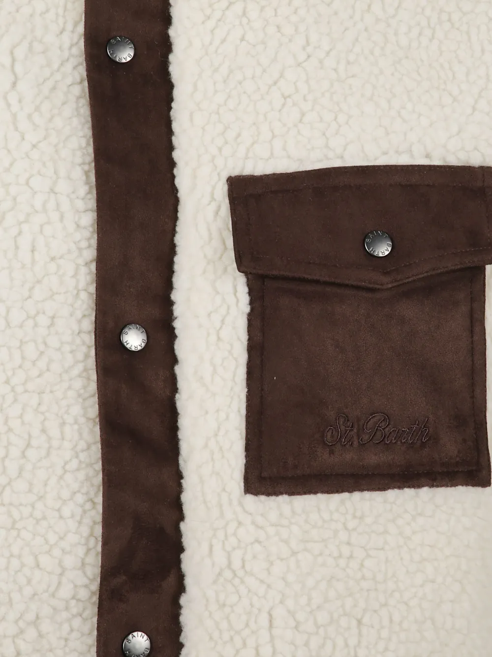 Mc2 Saint Barth High Collar Jacket Contrast Trim In White