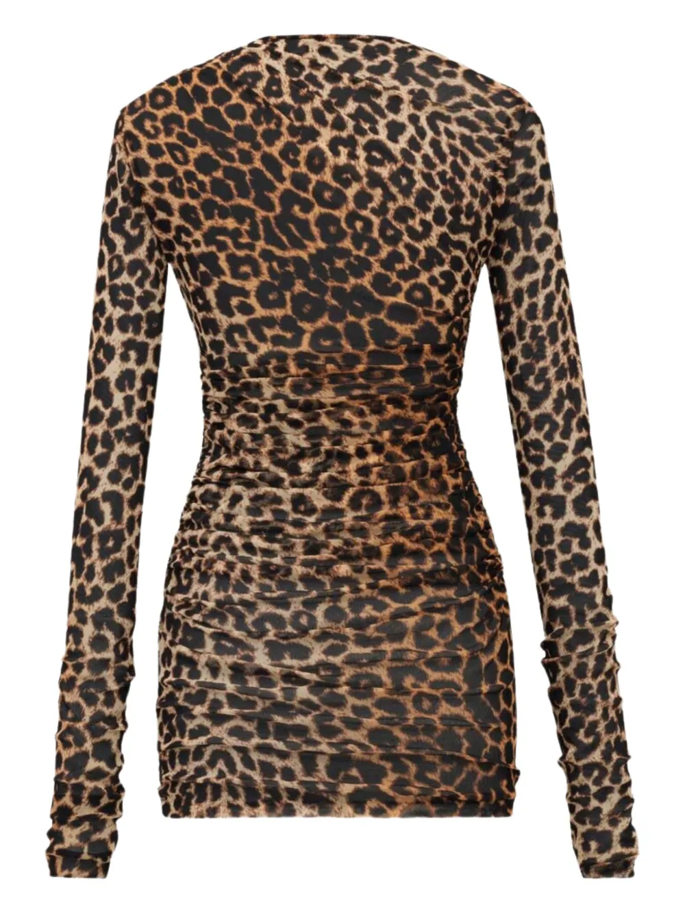 Saint Laurent leopard-print crewneck mini dress - Bruin