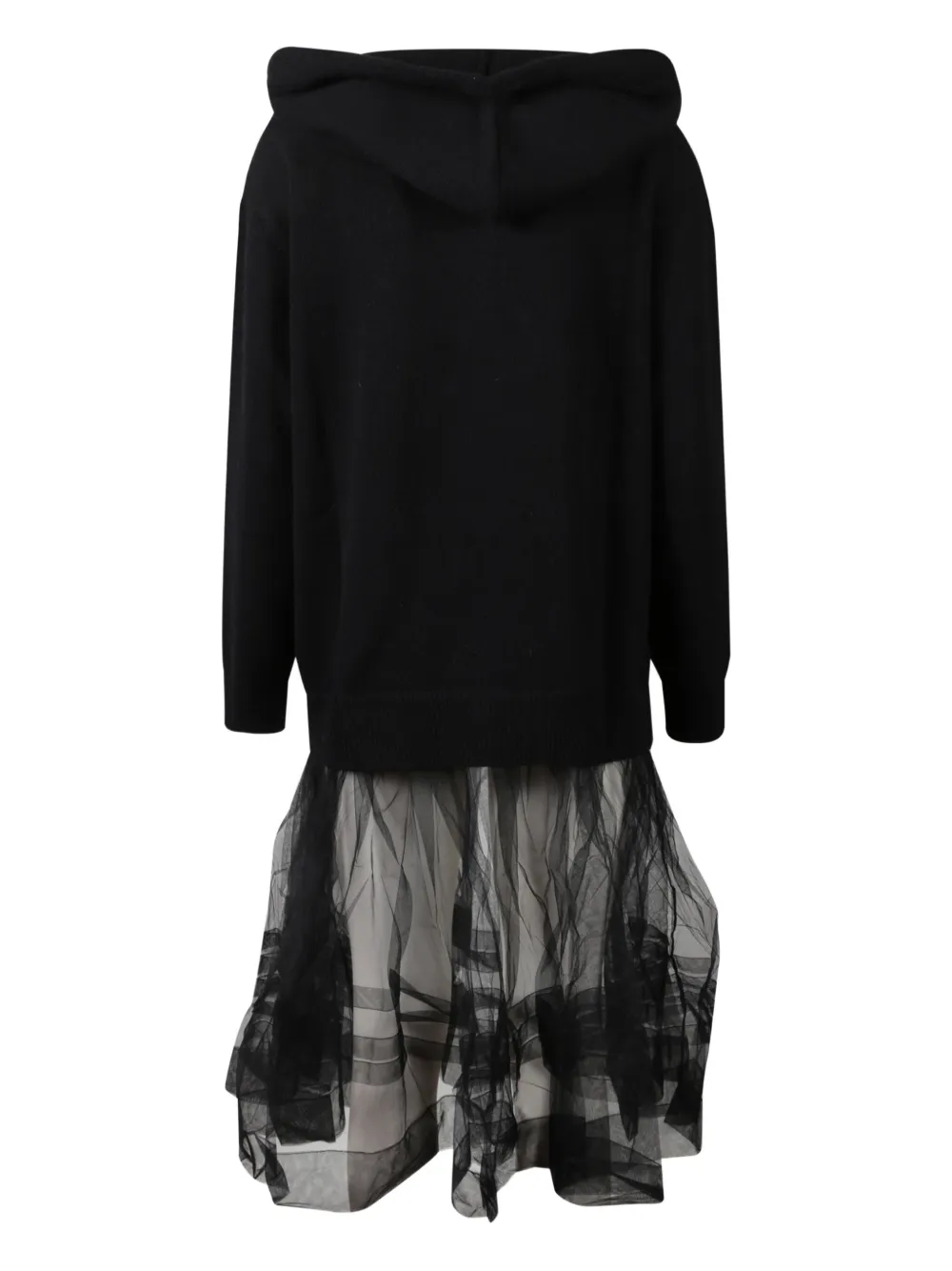 Jucca tulle hooded dress - Zwart