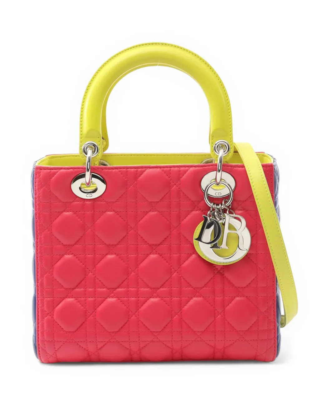 Christian Dior Pre-Owned 2000-2025 Medium Tricolor Lambskin Cannage Lady Dior satchel | Pink | Image 1
