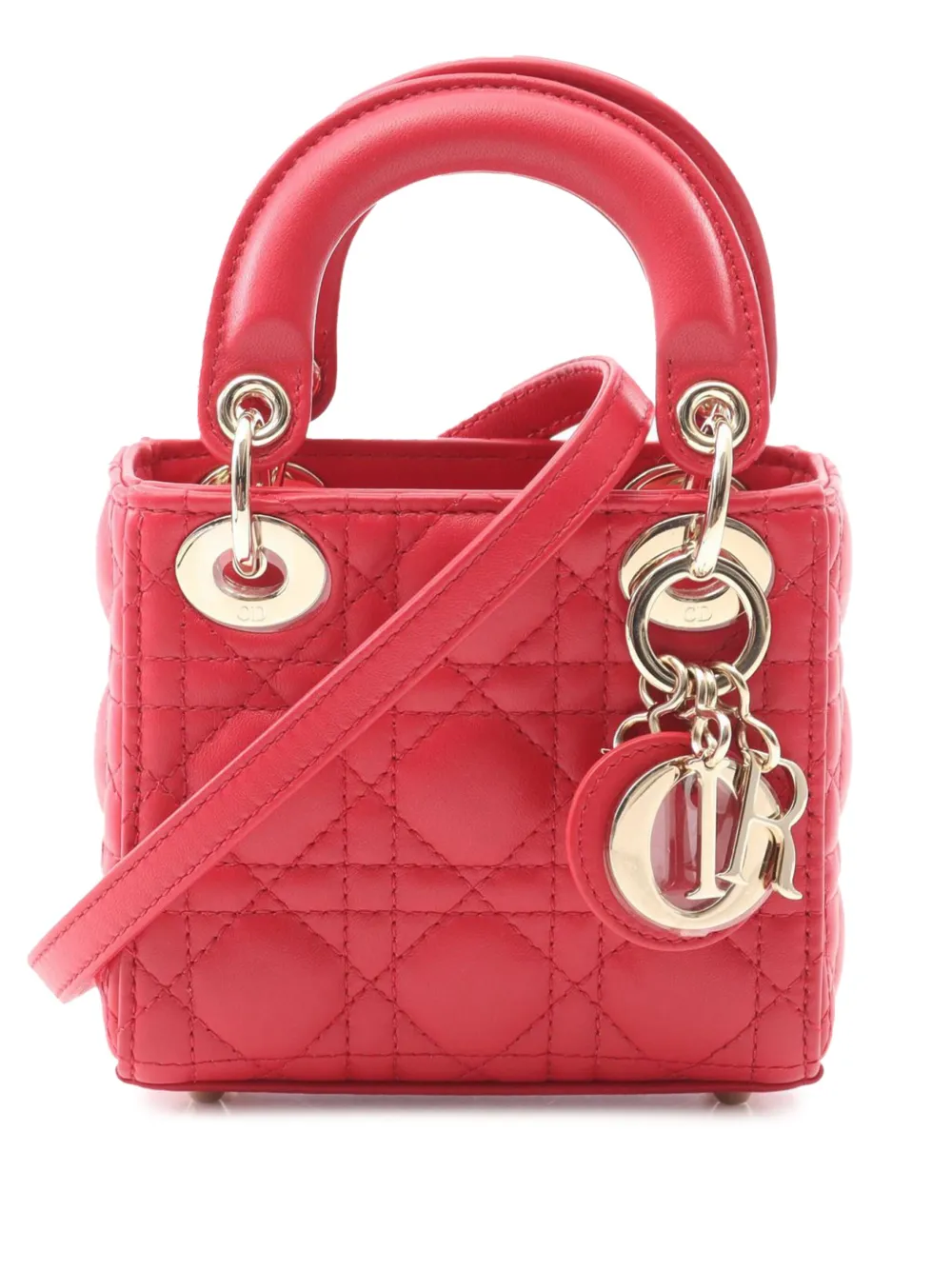 Christian Dior Pre-Owned 2010-2025 Micro Lambskin Cannage Lady Dior satchel | Red | Image 1