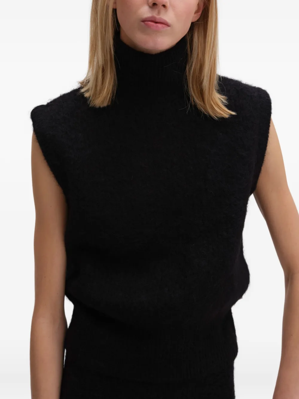 Remain Birger Christensen High-neck Sleeveless Knit Vest In Black