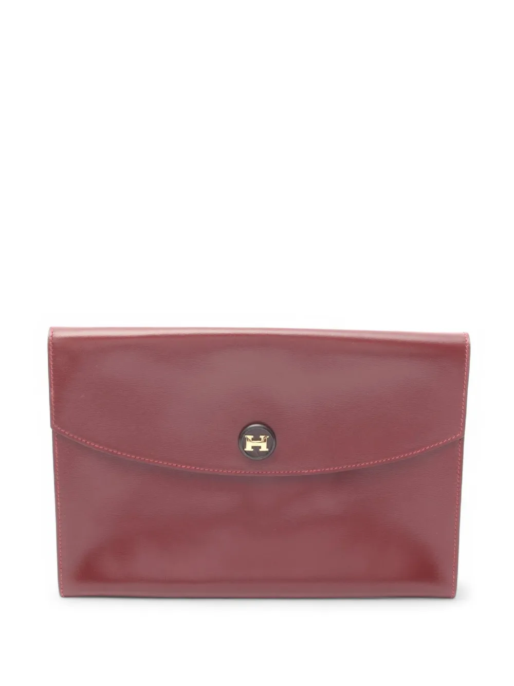 Pre-owned Hermes 1988 Box Calf Pochette Rio Clutch Bag In Red