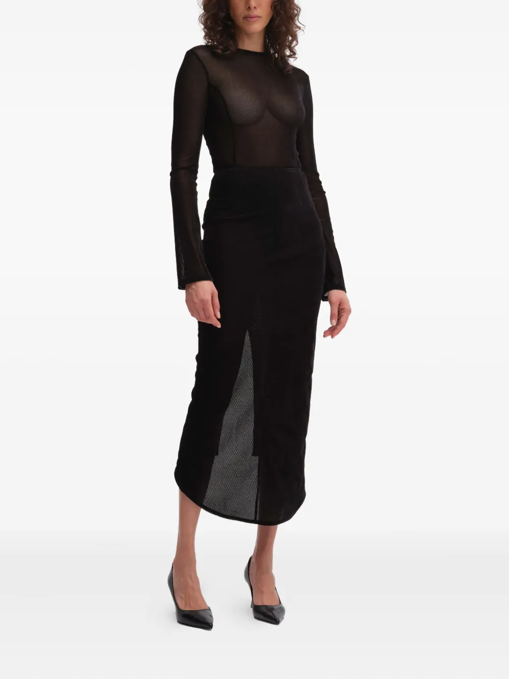 REMAIN asymmetric midi skirt - Zwart