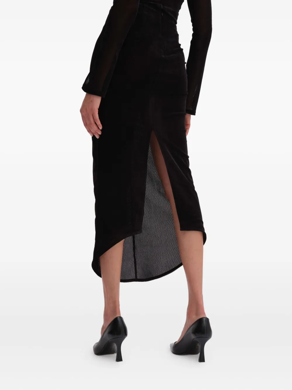 REMAIN Asymmetrische midi-rok Zwart