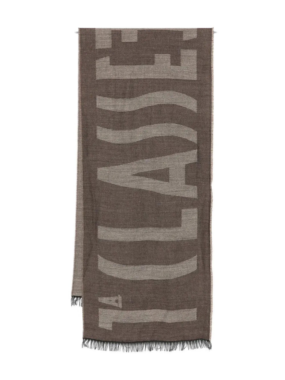 Alviero Martini 1° Classe Logo-pattern Fringed Scarf In Brown
