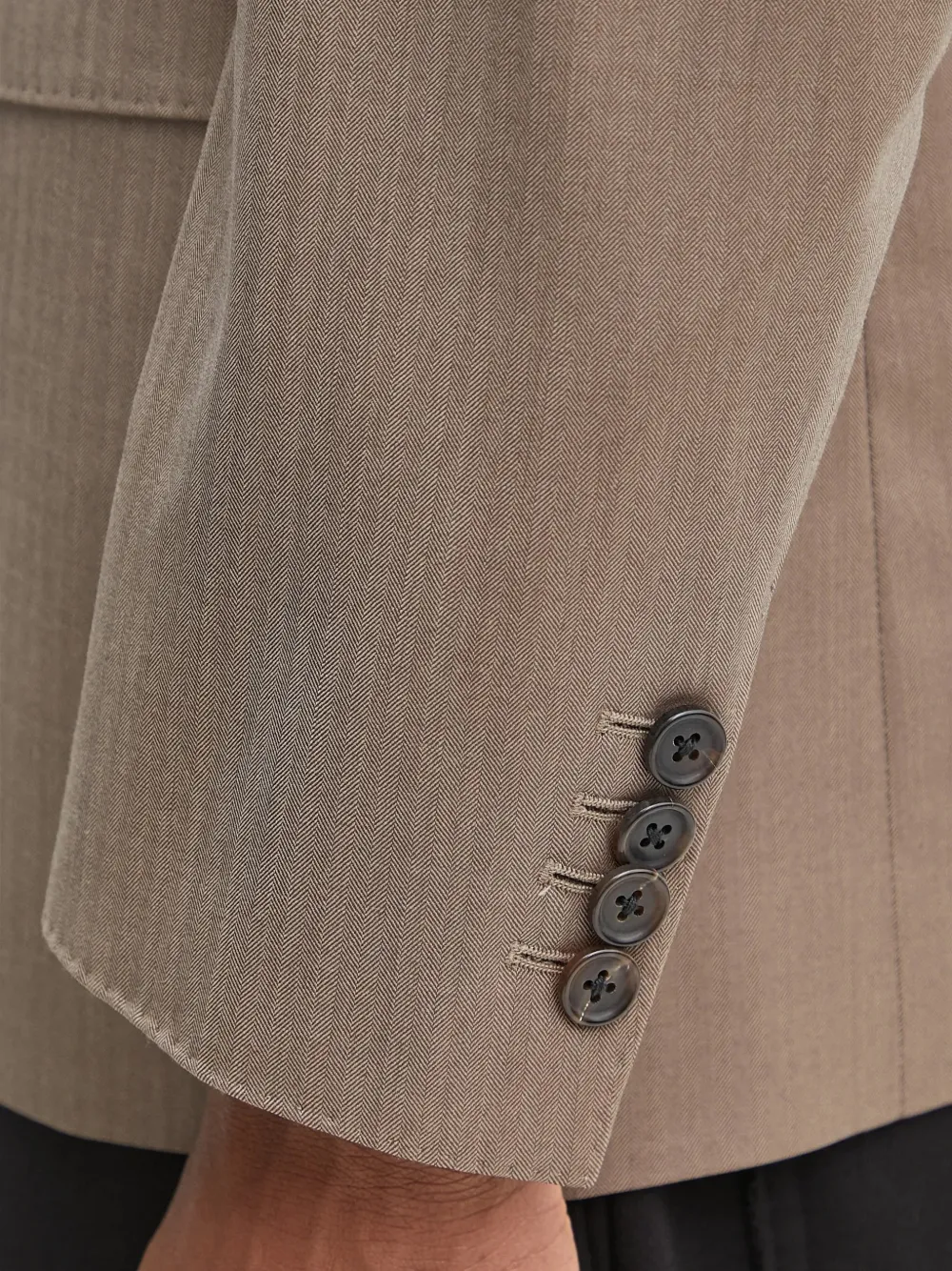 WACKO MARIA Blazer met visgraatpatroon en knopen Beige