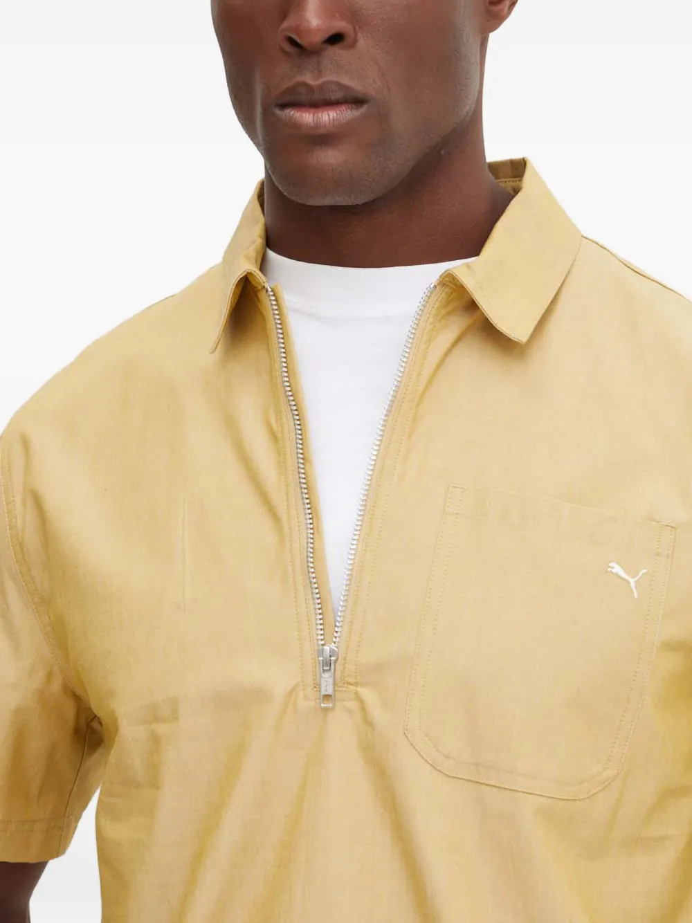 PUMA Poloshirt met geborduurd logo Beige