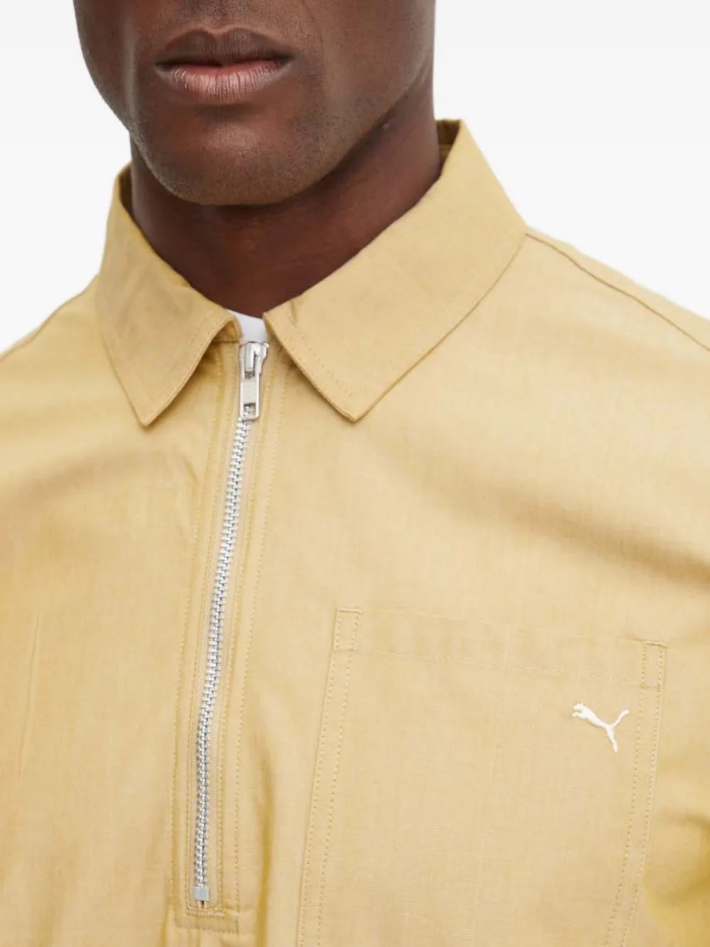 PUMA Poloshirt met geborduurd logo Beige
