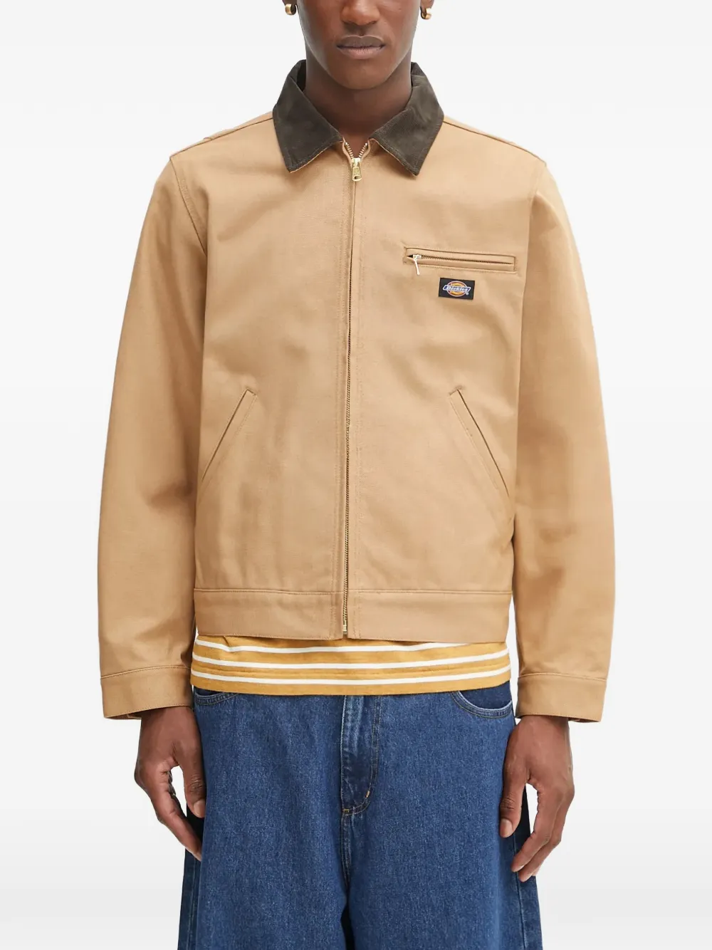 WACKO MARIA corduroy-collar zip-up jacket - Braun