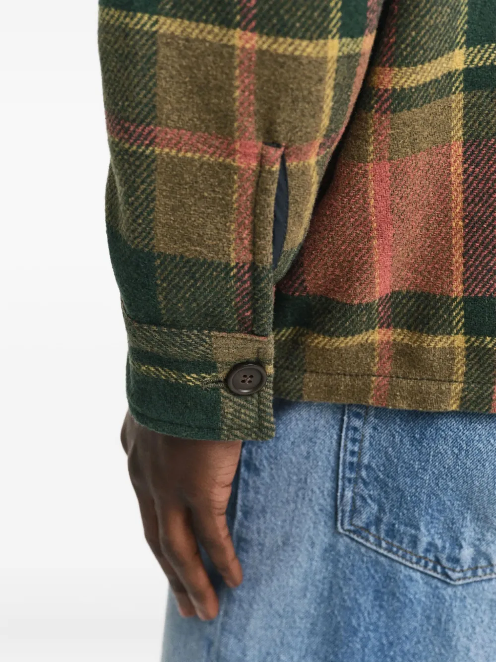 Gant 240 Mulberry Street Checked Wool-blend Shirt Jacket In Green