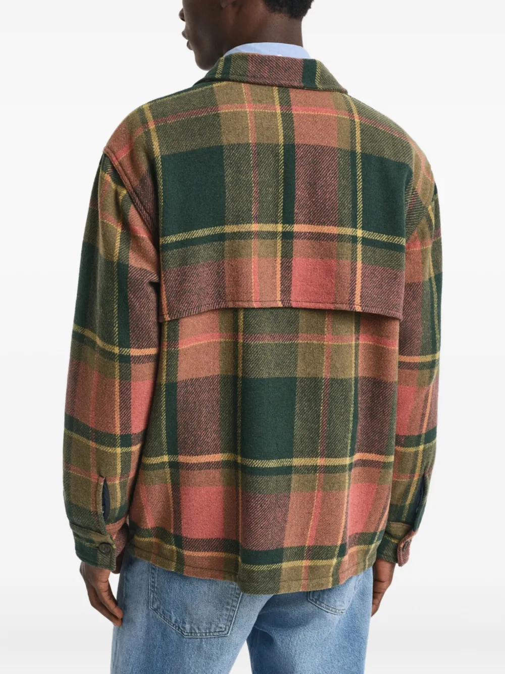 Gant 240 Mulberry Street Checked Wool-blend Shirt Jacket In Green