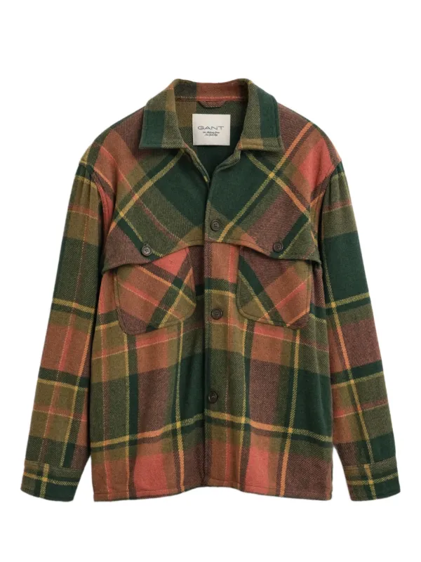 GANT 240 Mulberry Street Checked wool-blend Shirt Jacket | Green
