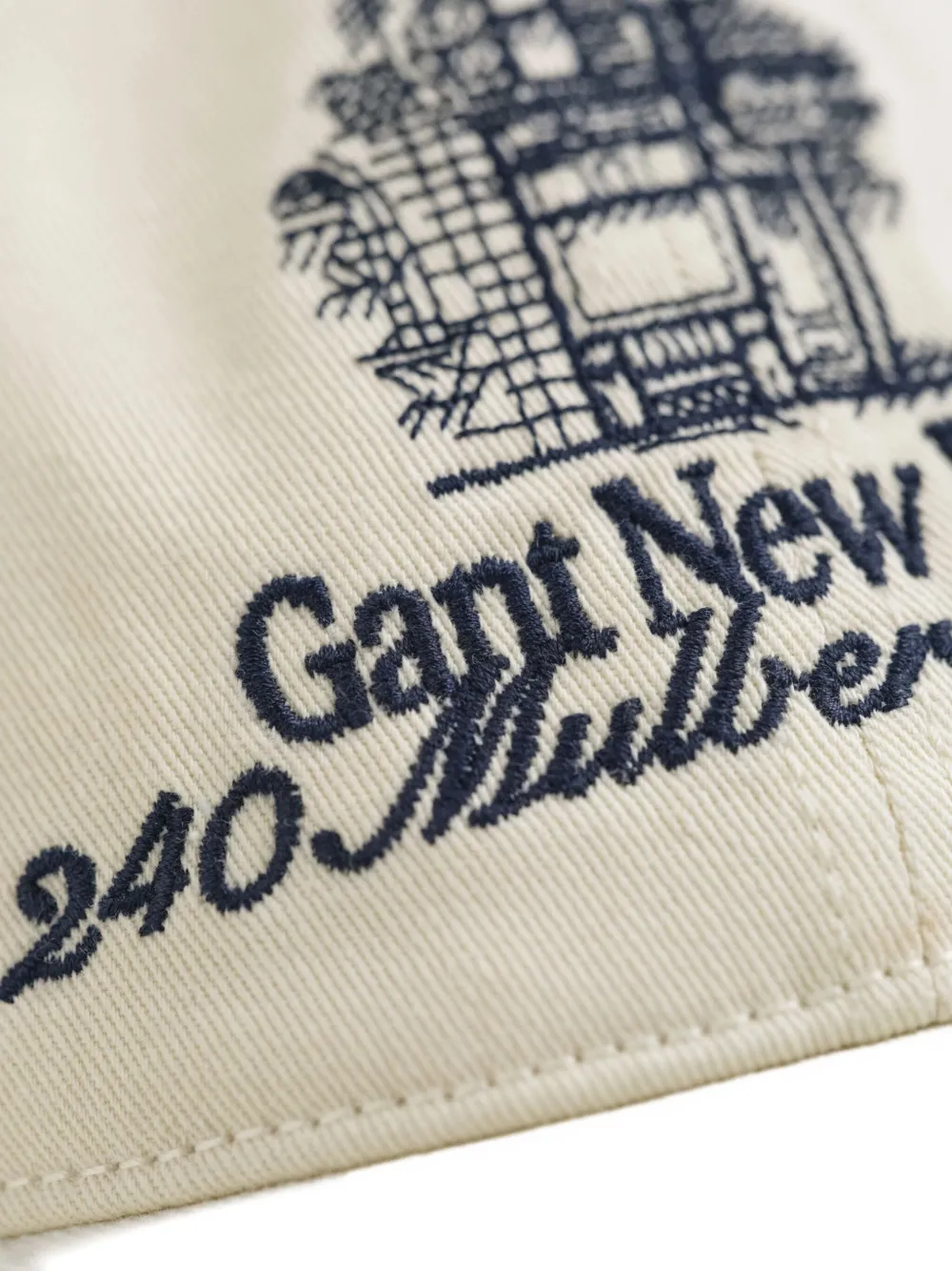 Gant 240 Mulberry Street Embroidered Organic-cotton Cap In White