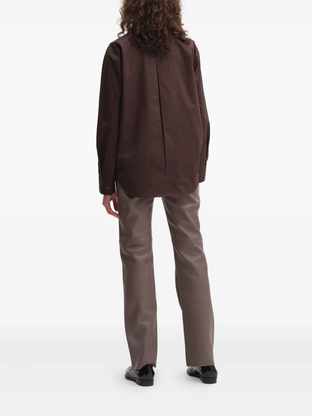 Remain Birger Christensen Boxy Cotton Shirt In Brown