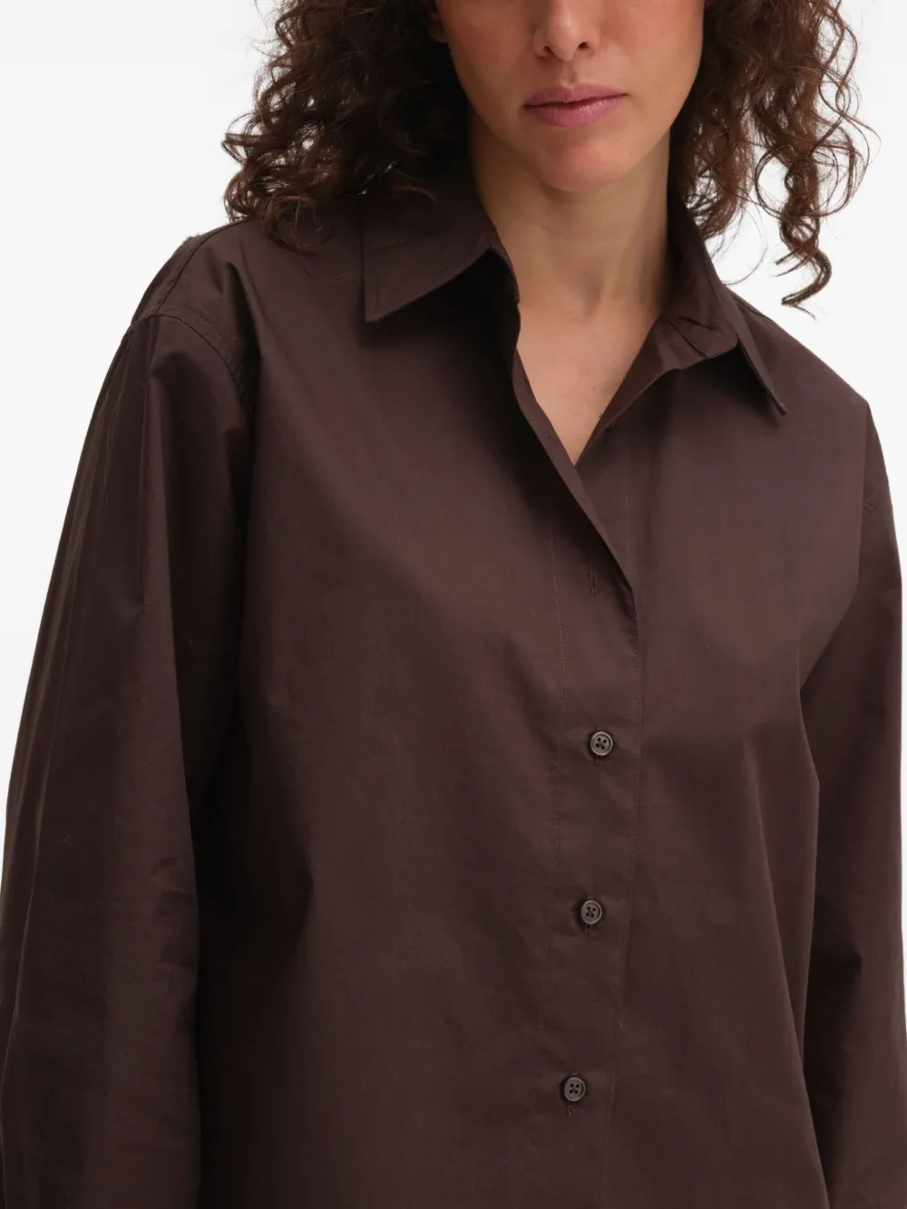 Remain Birger Christensen Boxy Cotton Shirt In Brown