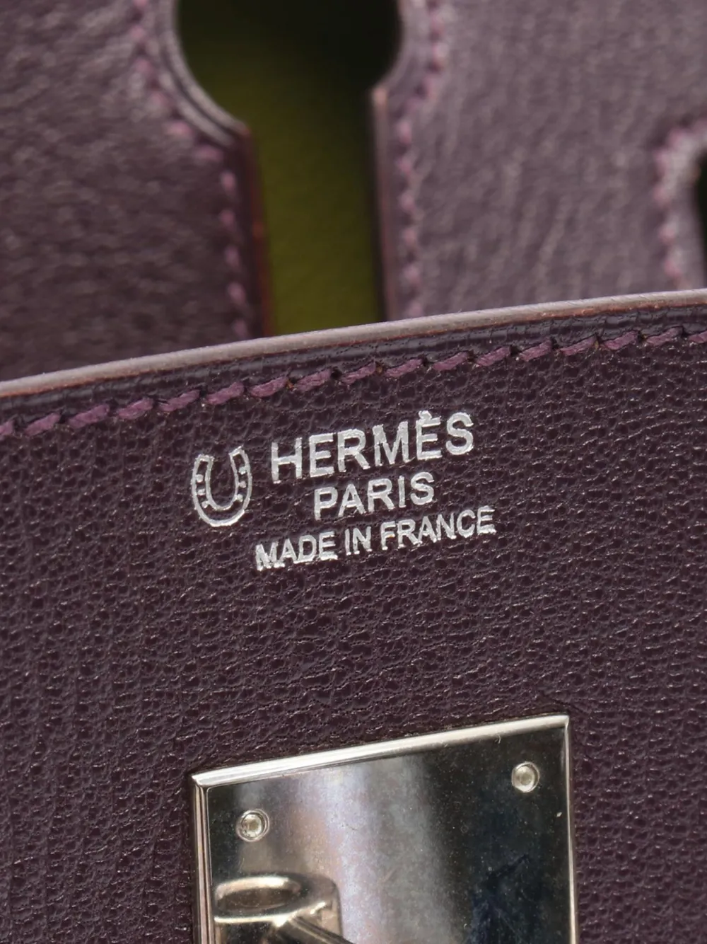 Pre-owned Hermes 2009 Bicolor Chevre Mysore Birkin 30 Handbag In Green