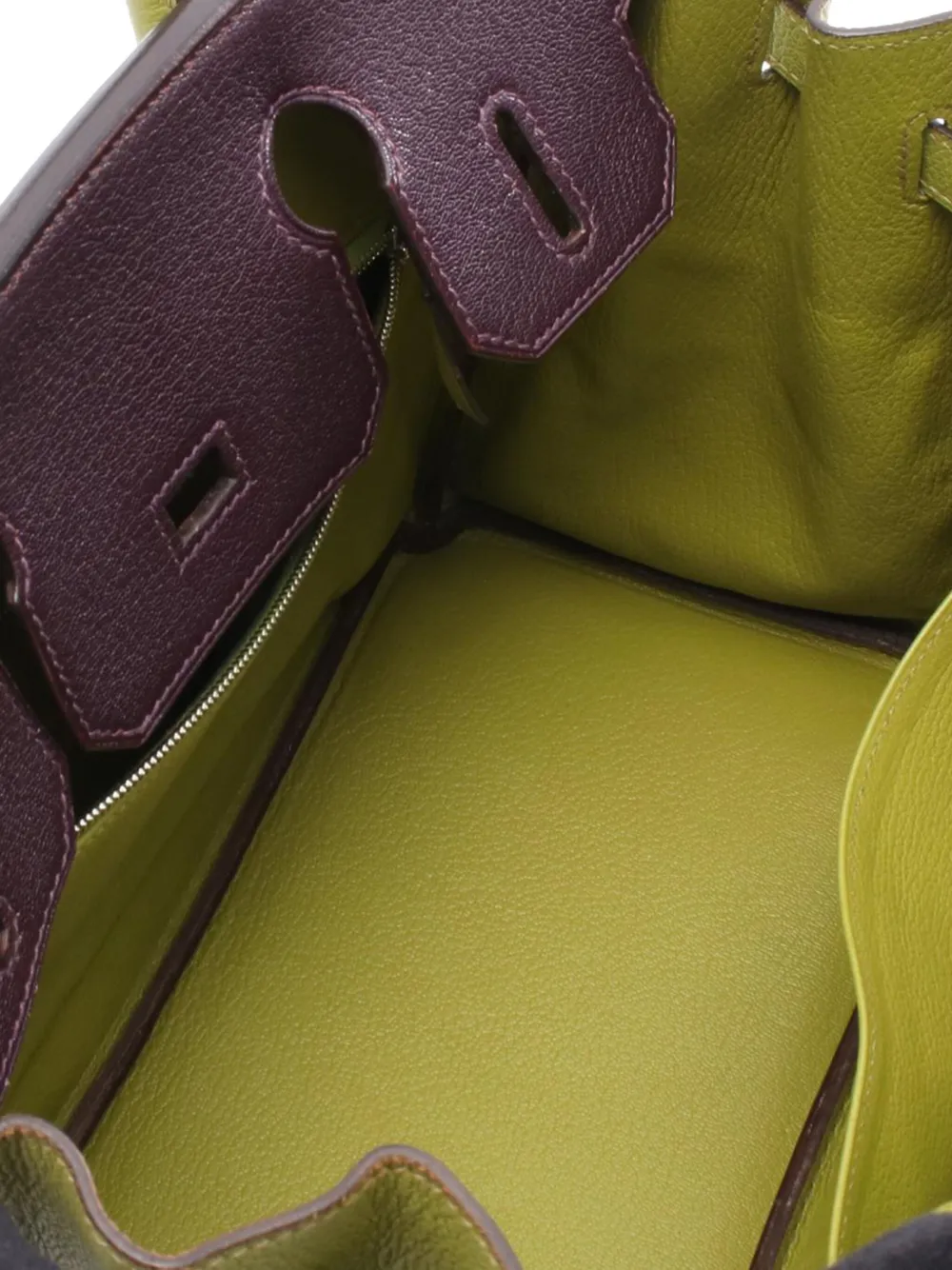 Pre-owned Hermes 2009 Bicolor Chevre Mysore Birkin 30 Handbag In Green