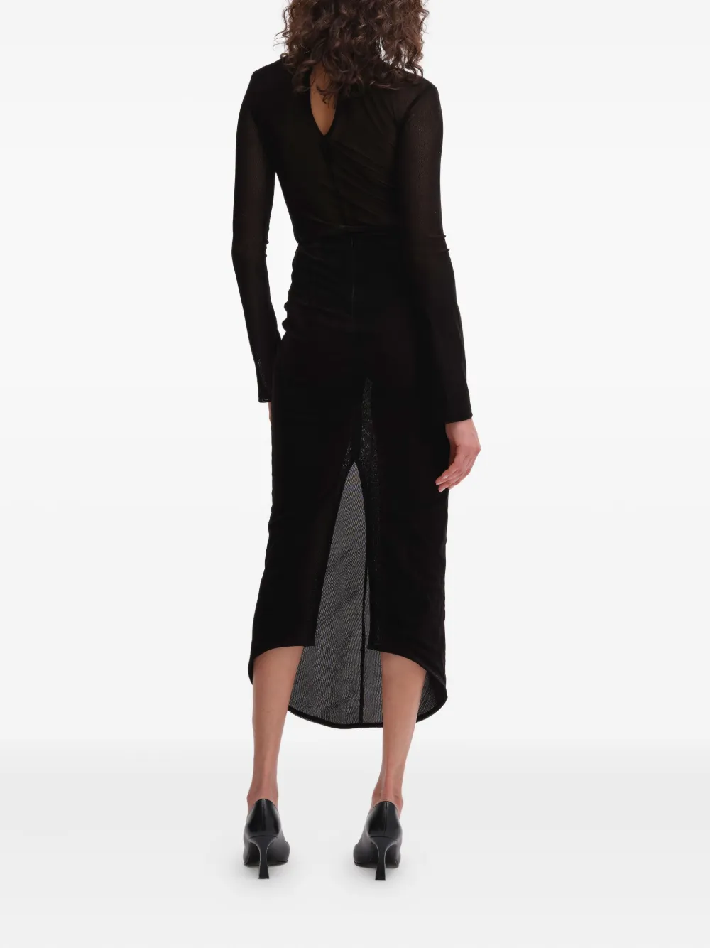 Remain Birger Christensen Mesh Velvet Bodysuit In Black