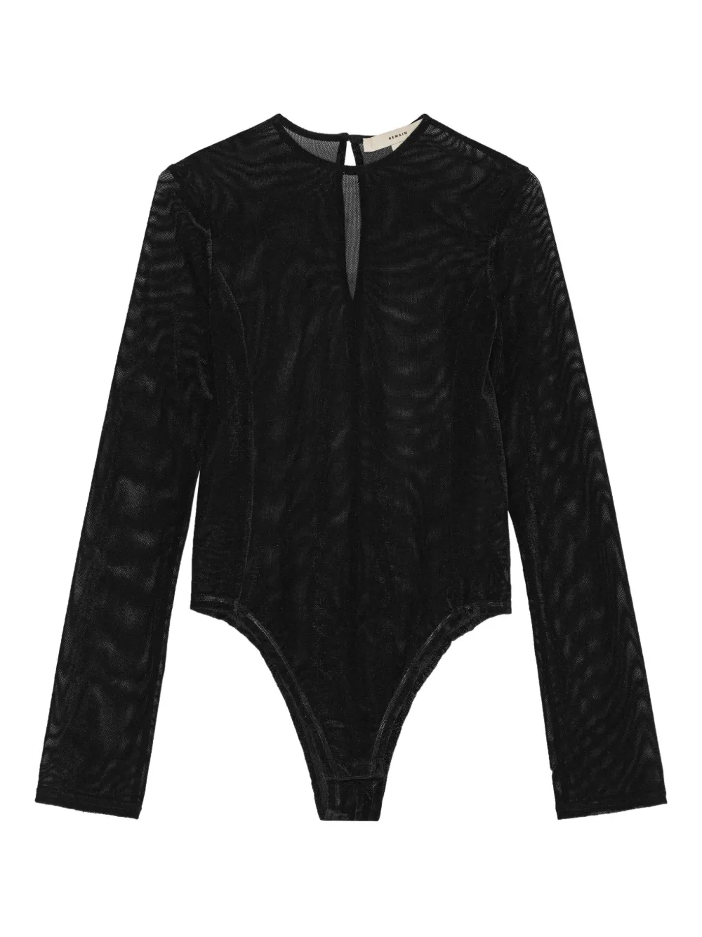 Remain Birger Christensen Mesh Velvet Bodysuit In Black