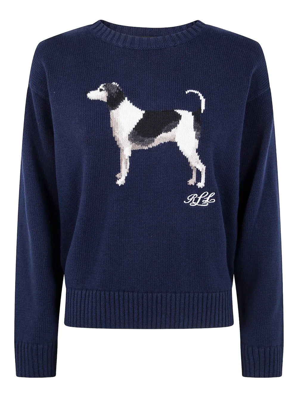 Lauren Ralph Lauren dog-embroidered crew-neck sweater | Blue | Image 1
