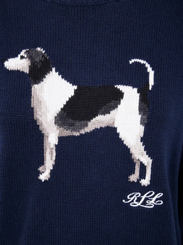 Lauren Ralph Lauren dog-embroidered crew-neck Sweater | Blue