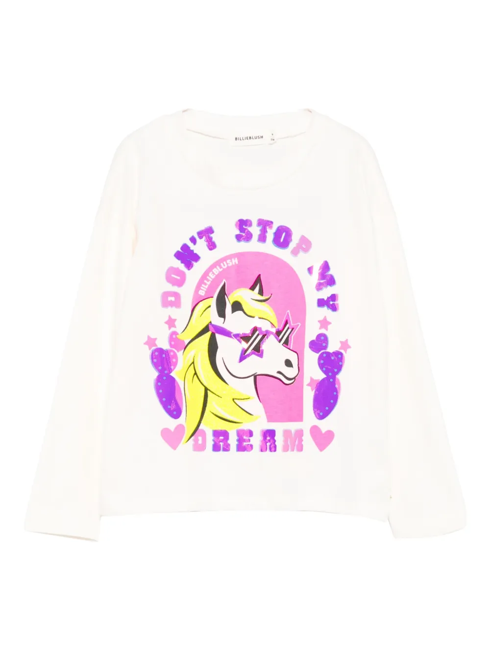 Billieblush pony-print long-sleeve T-shirt | White | Image 1