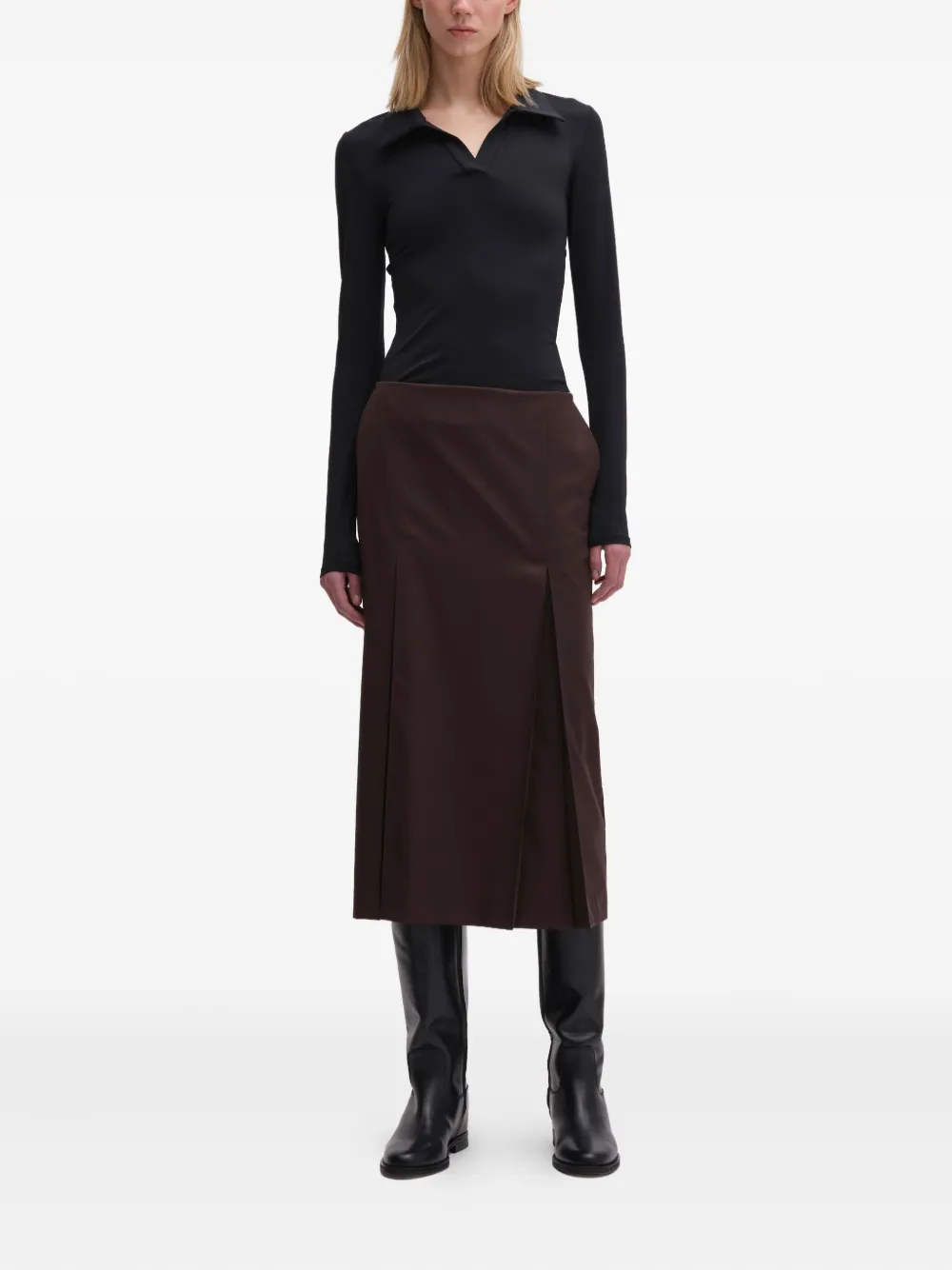 REMAIN long-sleeve polo top - Zwart