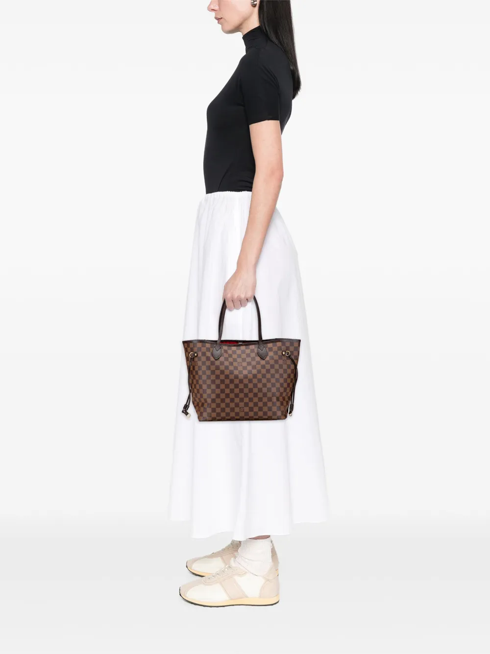 Pre-owned Louis Vuitton 2011 Damier Ebene Neverfull Mm Tote Bag In Brown