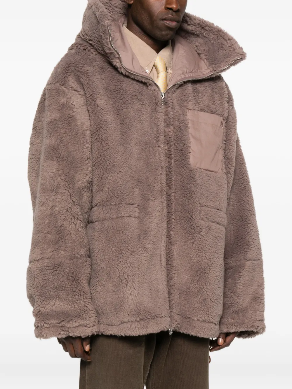 Bluemarble Faux-fur Zip Coat In Brown