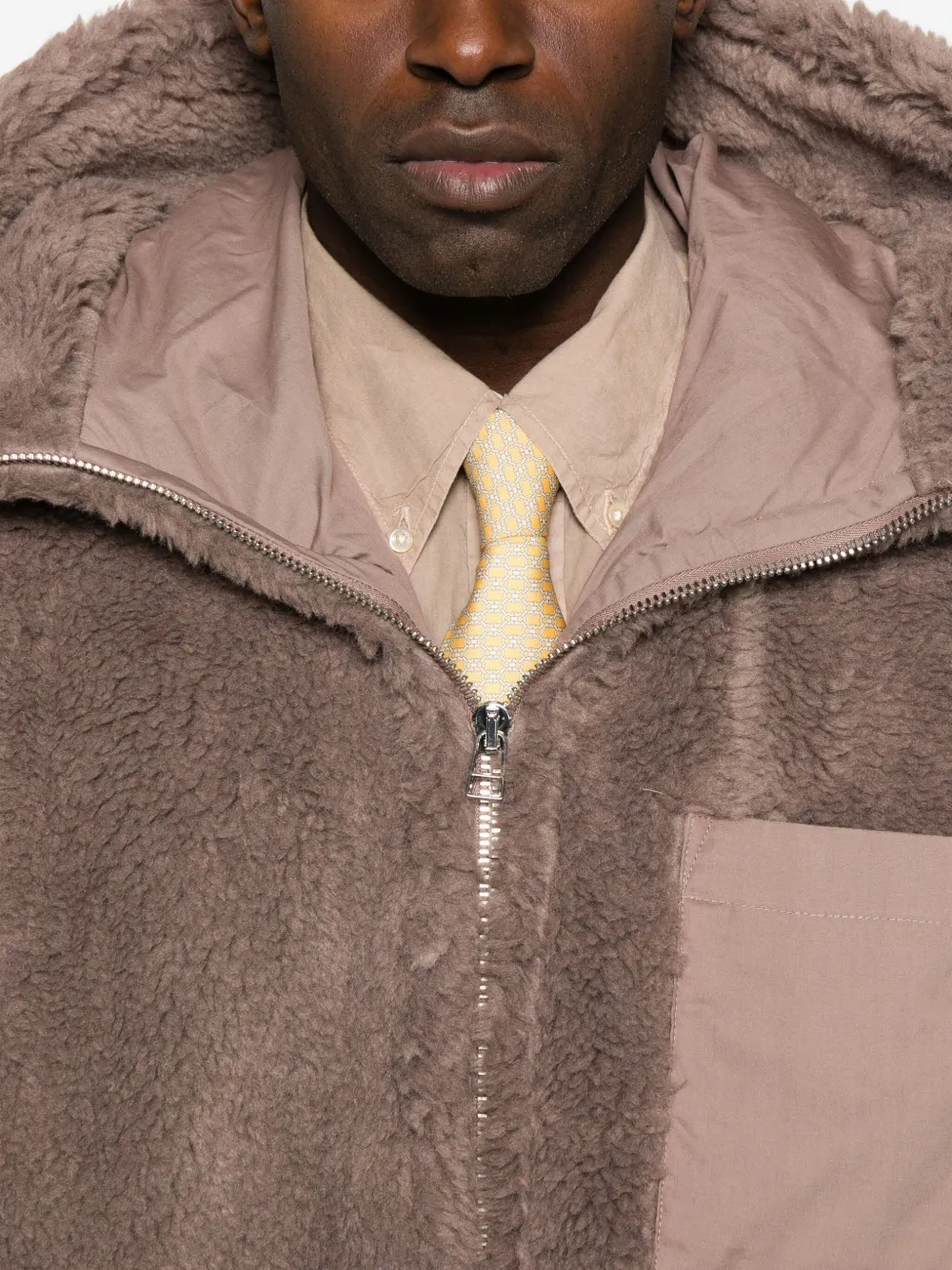 Bluemarble Faux-fur Zip Coat In Brown