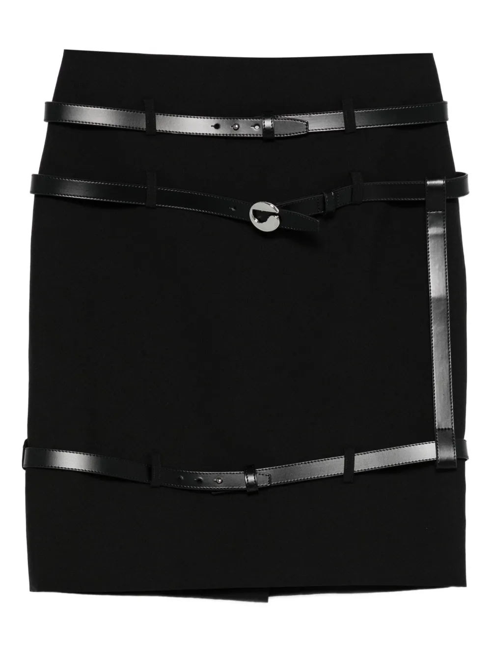 Coperni Leather-trimmed Belted Skirt In Black