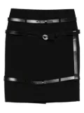 Coperni leather-trimmed belted skirt - Black