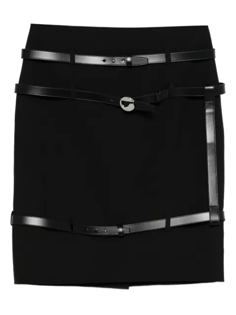 Coperni leather-trimmed belted skirt