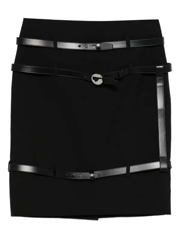 Coperni Leather-trimmed Belted Skirt in Black
