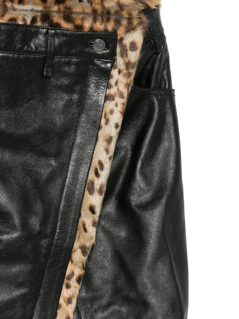 Martine Rose Fur-trim Wrap Skirt In Black
