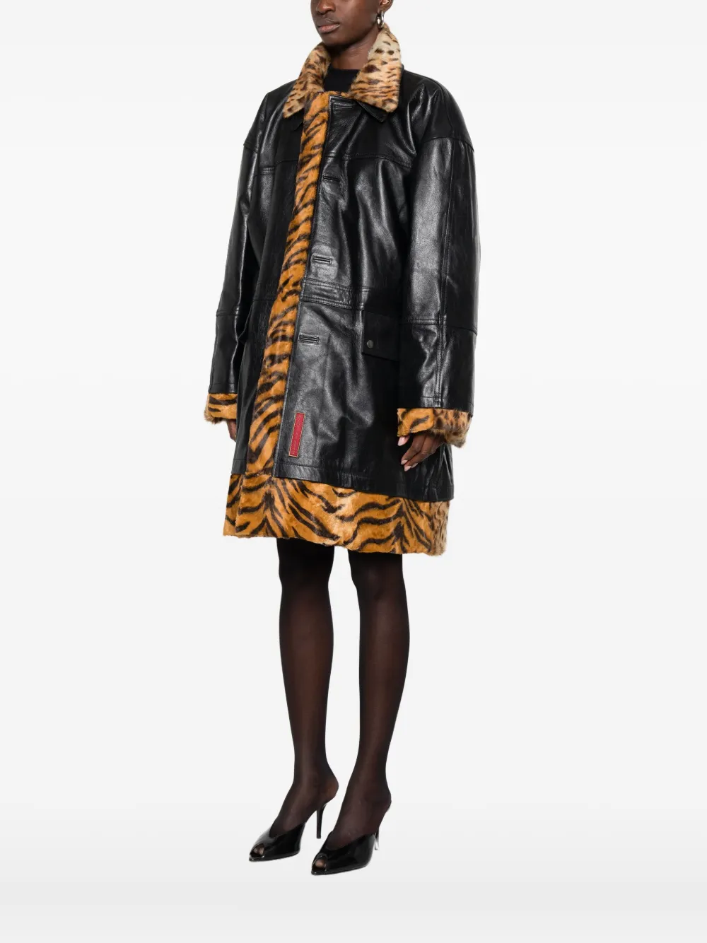 Martine Rose Leather Coat In Black