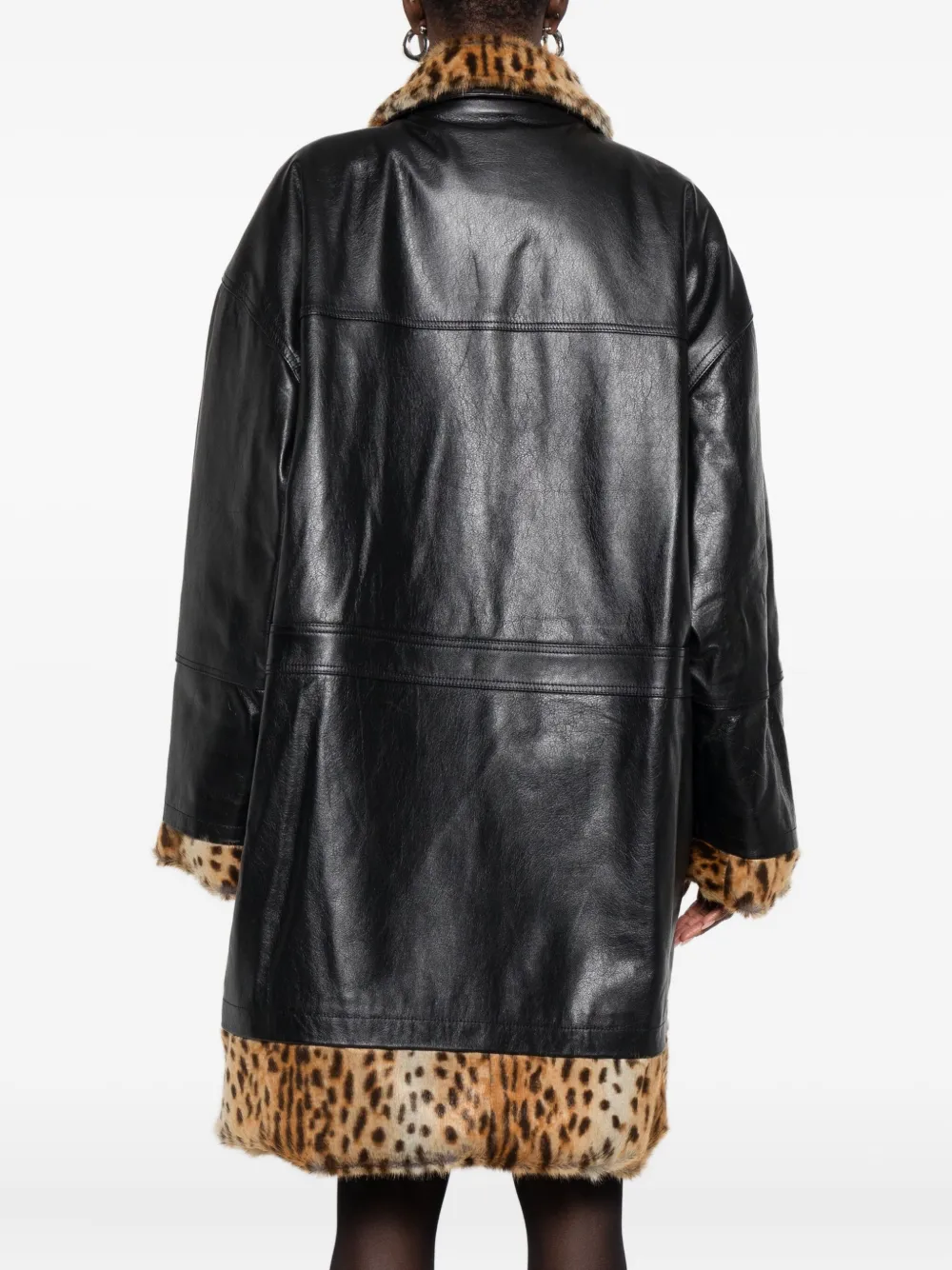 Martine Rose Leather Coat In Black