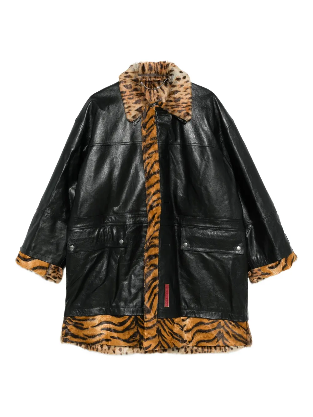 Martine Rose Leather Coat In Black