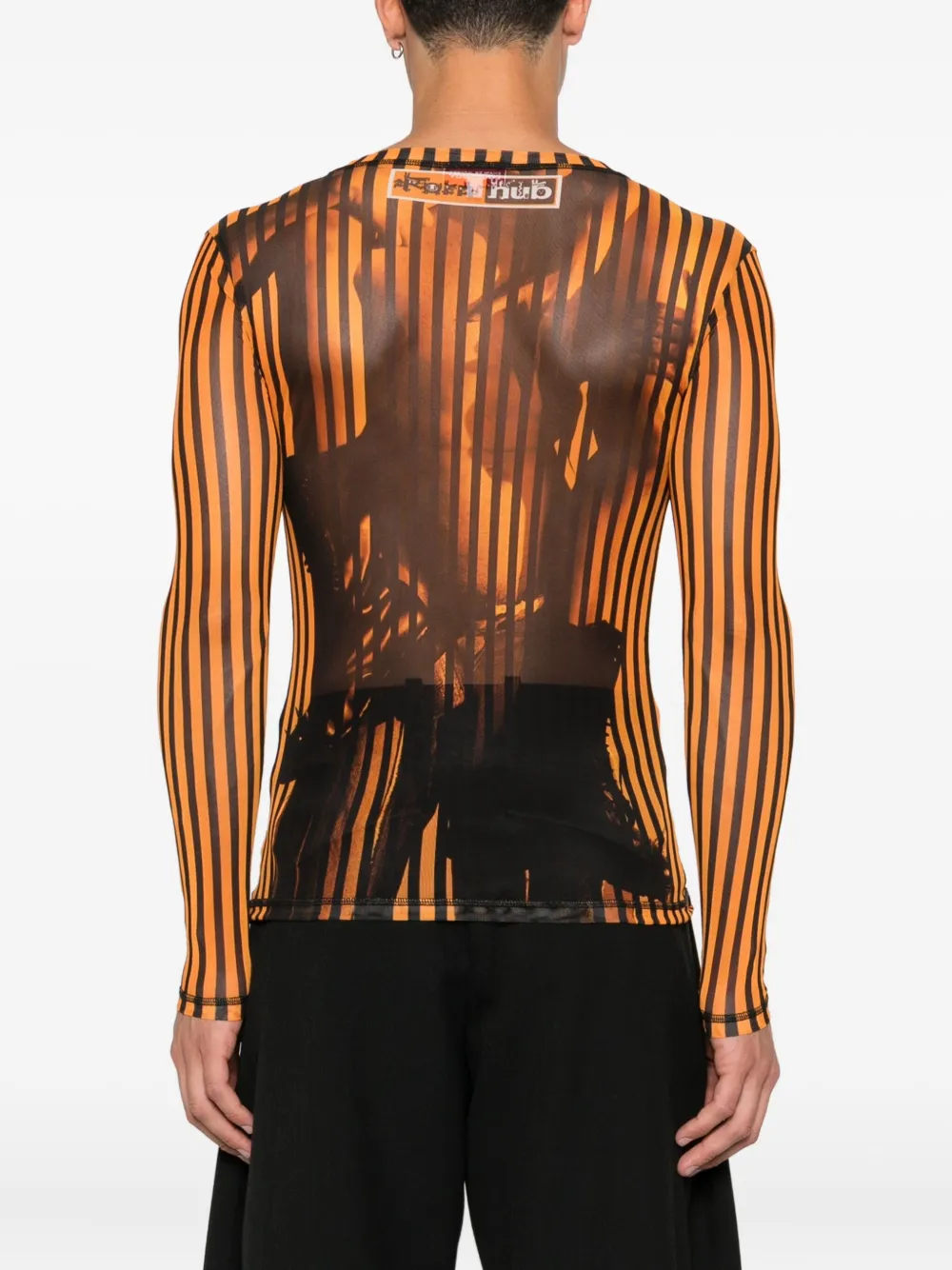 Charles Jeffrey Loverboy Powermesh Striped T-shirt In Orange