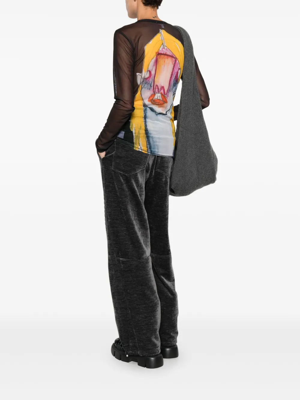 Charles Jeffrey Loverboy Powermesh T-shirt met lange mouwen Zwart