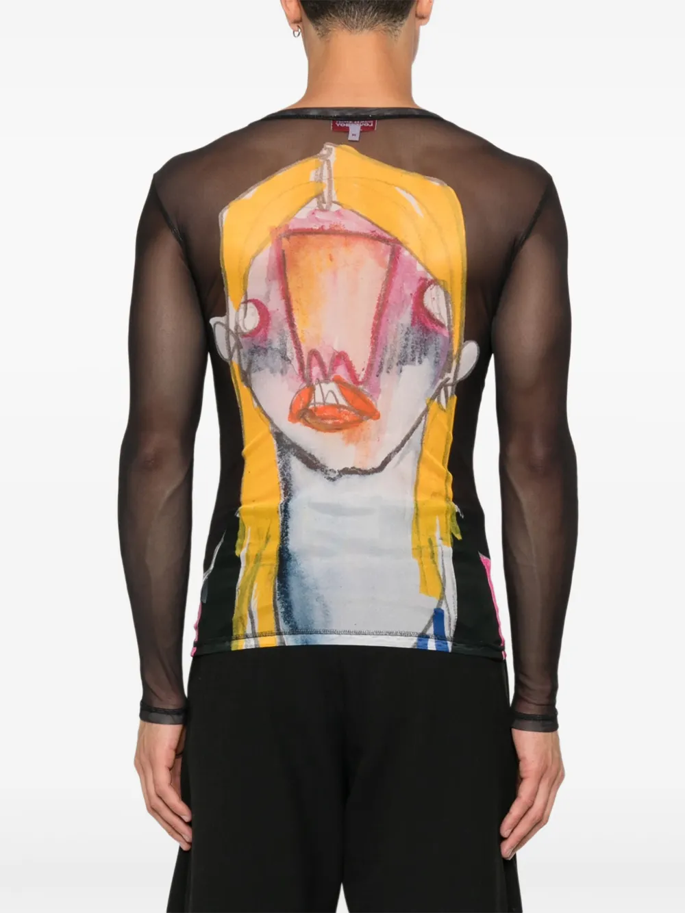 Charles Jeffrey Loverboy Powermesh T-shirt met lange mouwen Zwart