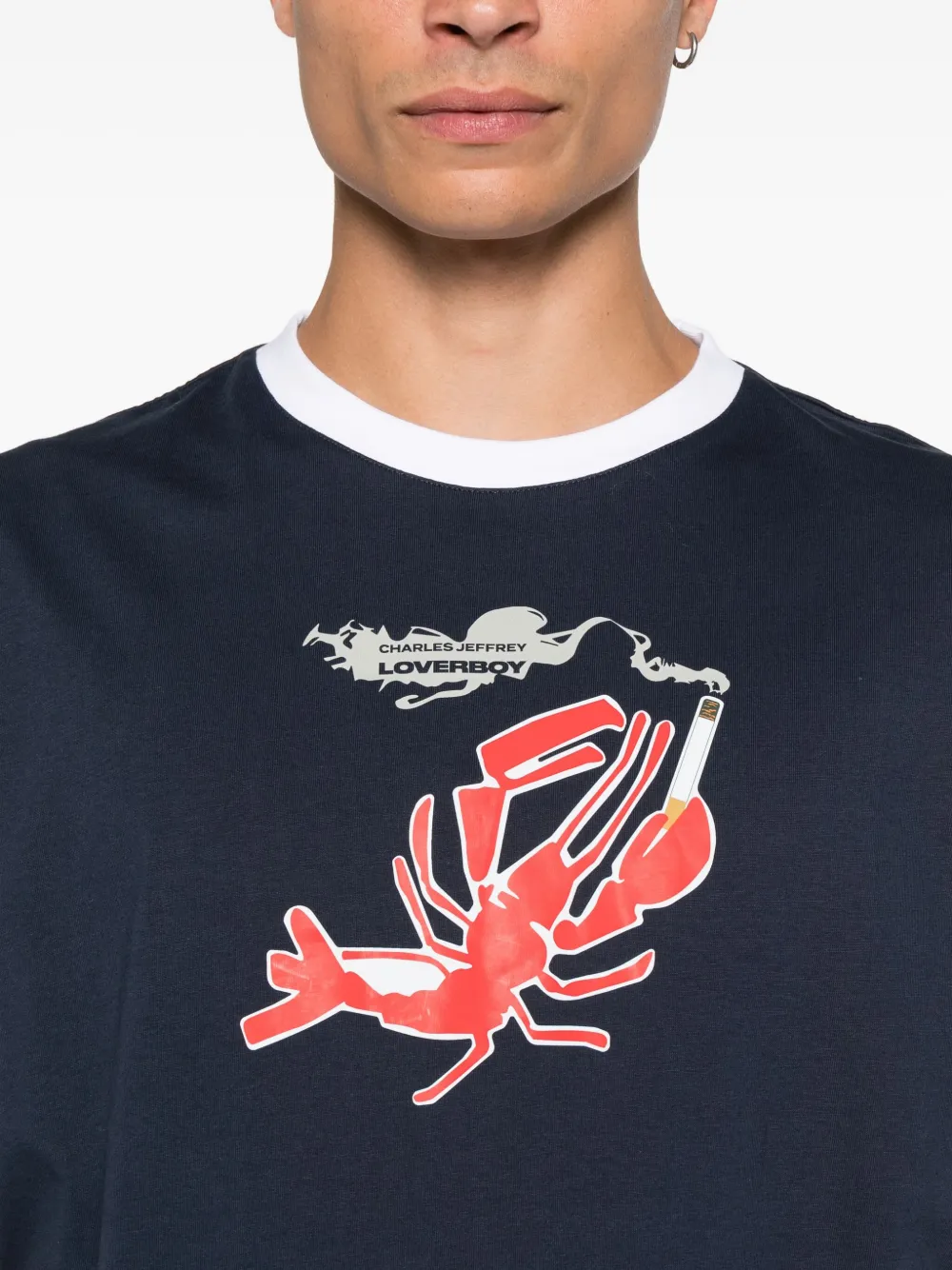 Charles Jeffrey Loverboy Turn Up Lobster-print T-shirt In Blue